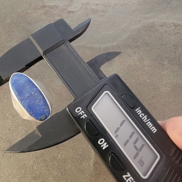 Sterling Contemporary Lapis Thailand Long Oval Statement Ring - Picture 9 of 12